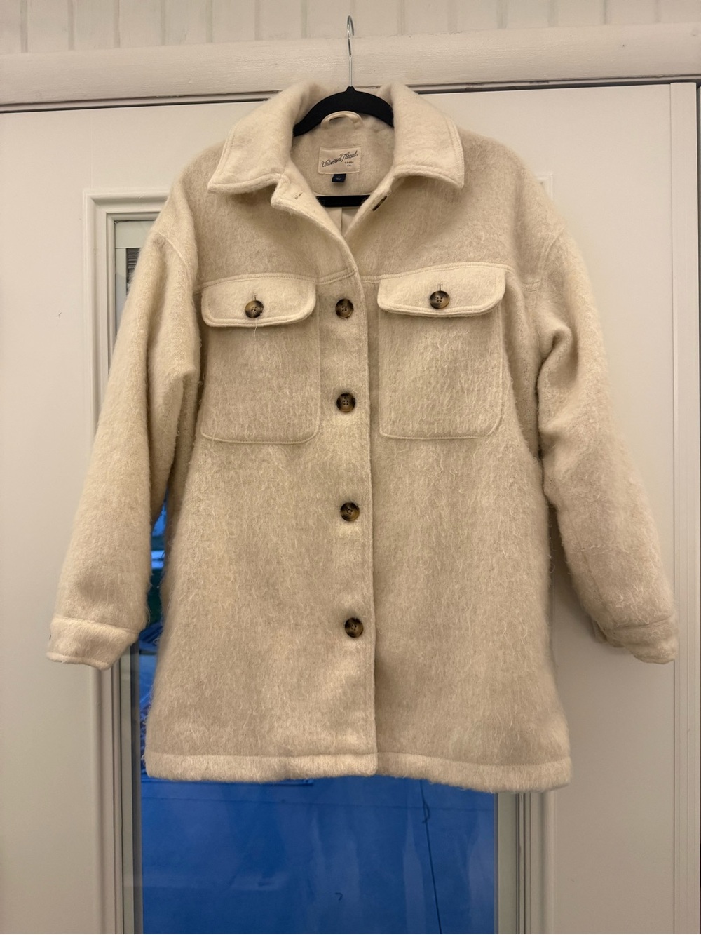 Women's Cream Button-Up Shacket Jacket